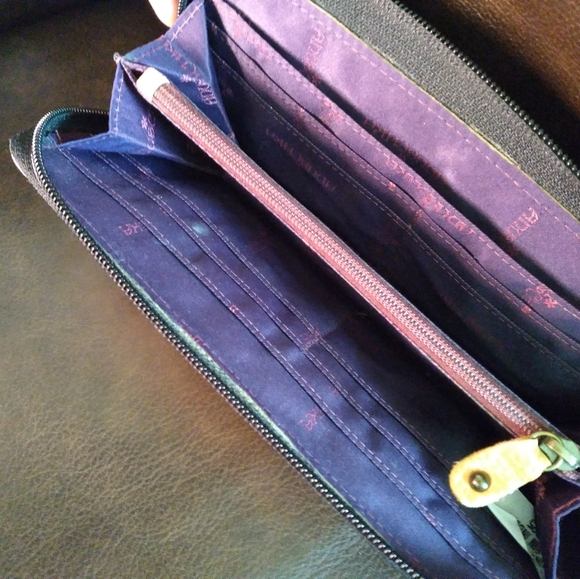 ANUSCHKA BAG LARGE TOTE  HANDPAINTED LEATHER ZEBRA PRINT & WALLET SET - Picture 6 of 15